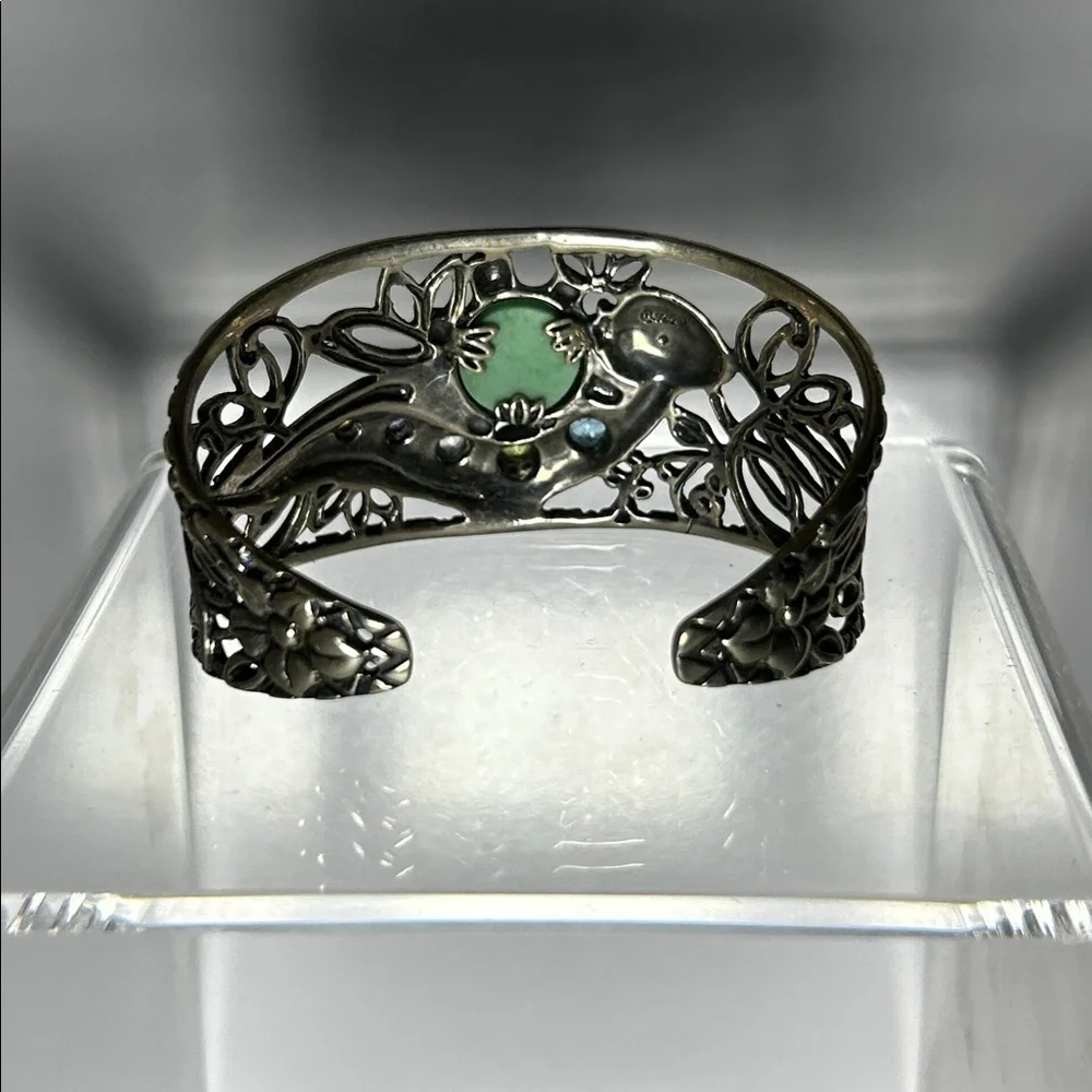 NWOT Carolyn Pollack Sterling Silver Multi Gemstone Playful Otter Cuff Bracelet - Picture 5 of 11